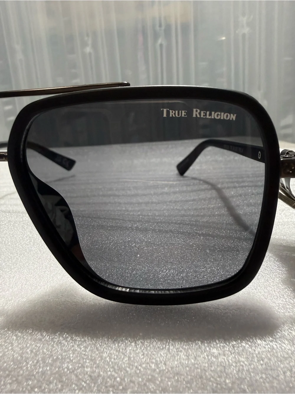 NWT True Religion SR1025 Aviator Sunglasses Black Double Bridge-Unisex